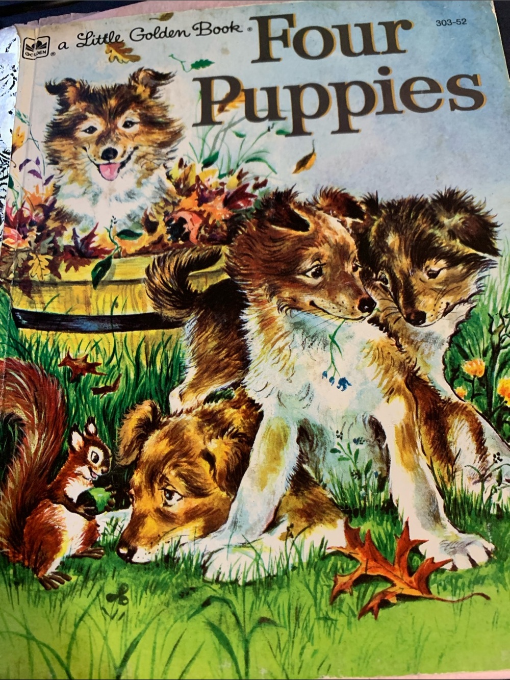 Vintage Little Golden Book: Four Puppies - Brown & White Puppy Story